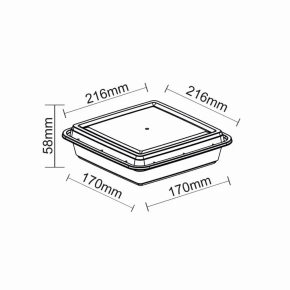 48 oz (1420 ml) Rectangular Food Container with Dome Lid