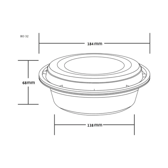 32 oz (950 ml) Round Dome Lid Container