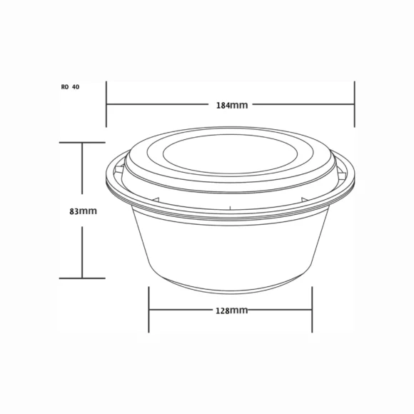 40 oz (1185 ml) Round Dome Lid Container