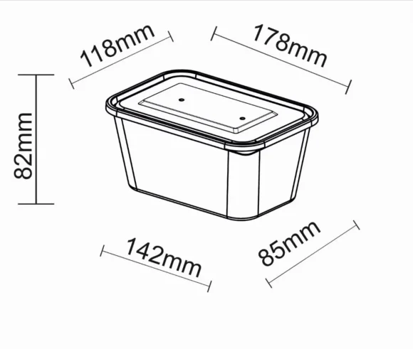 1000 ml Heavy-Duty Rectangle HD Rectangle Container