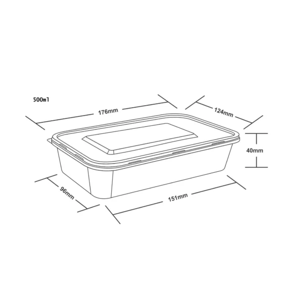 Rectangular 500 ML Plastic Food Container