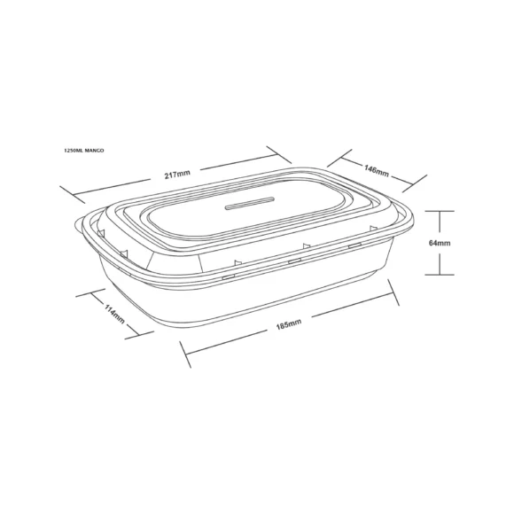 1250 ml Rectangular Mango Container