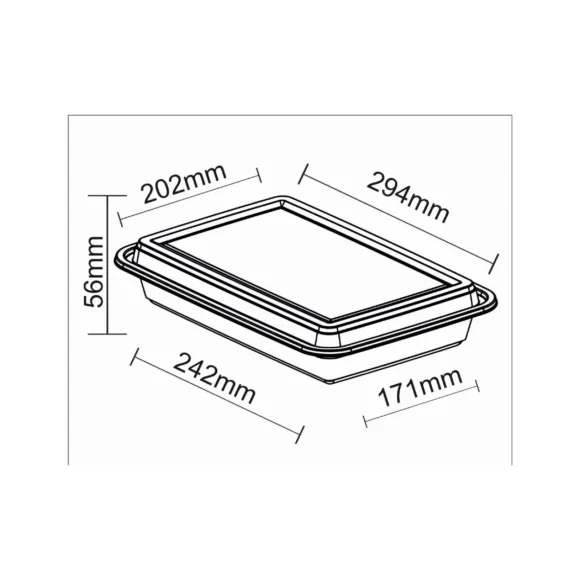 58 oz (1715 ml) Rectangular Food Container with Dome Lid