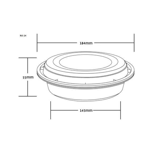 24 oz (710 ml) Round Dome Lid PP Food Container