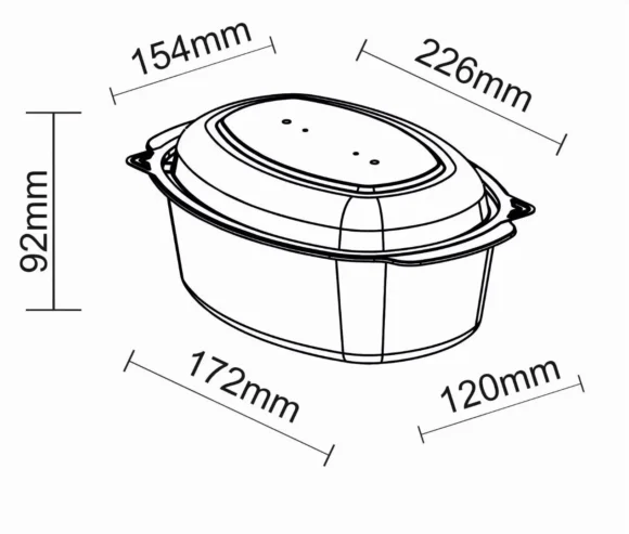 1250 ml Oval Cherry Container