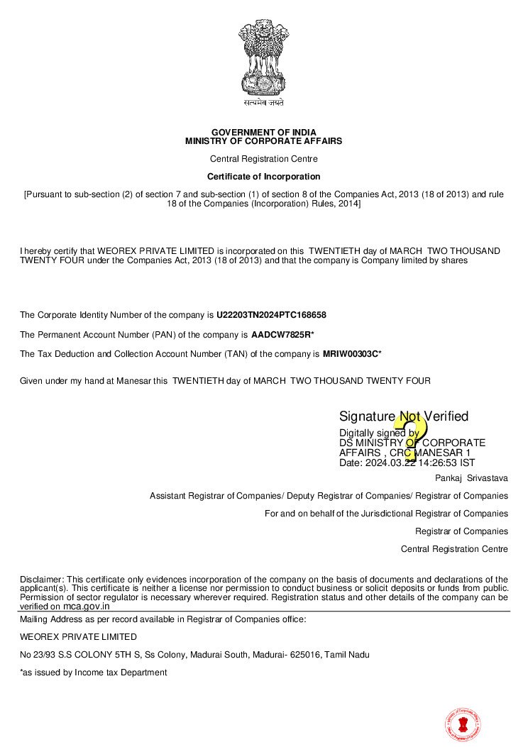 thumbnail of weorex certificate of incorporation