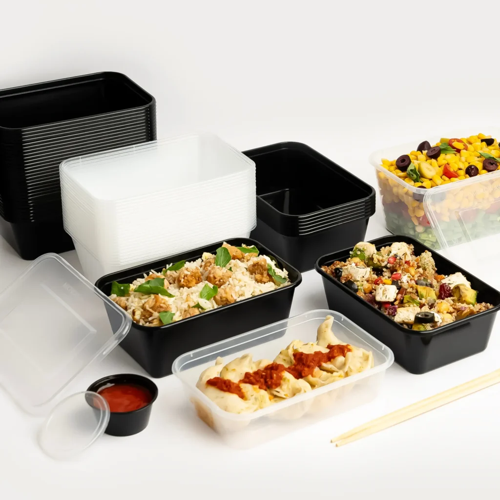 Rectangular 1000 ml plastic food containers with Lid