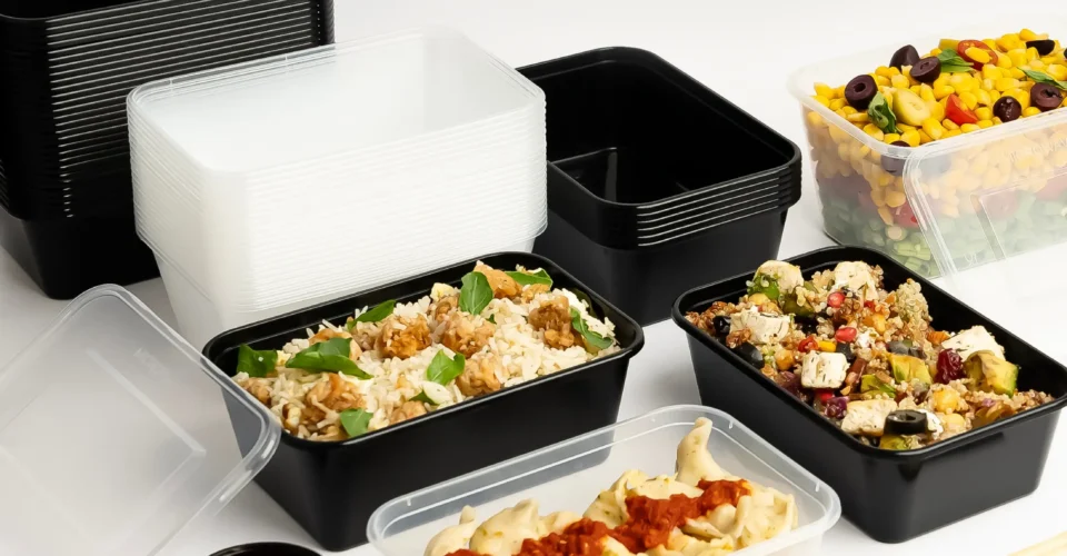 Rectangular 1000 ml plastic food containers with Lid