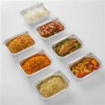 Rectangular aluminium foil food container for takeaway meals