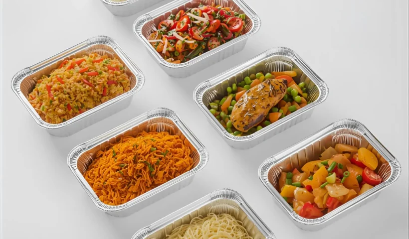 120 ml 6 weorex packing Rectangular aluminium foil food container for takeaway meals
