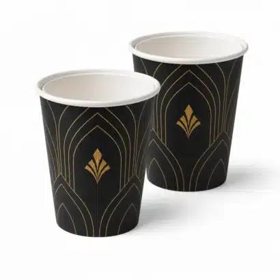 two custom printed double wall coffee cups