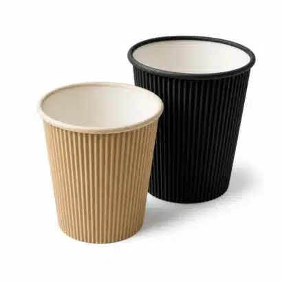 two ripple paper cups – kraft and black