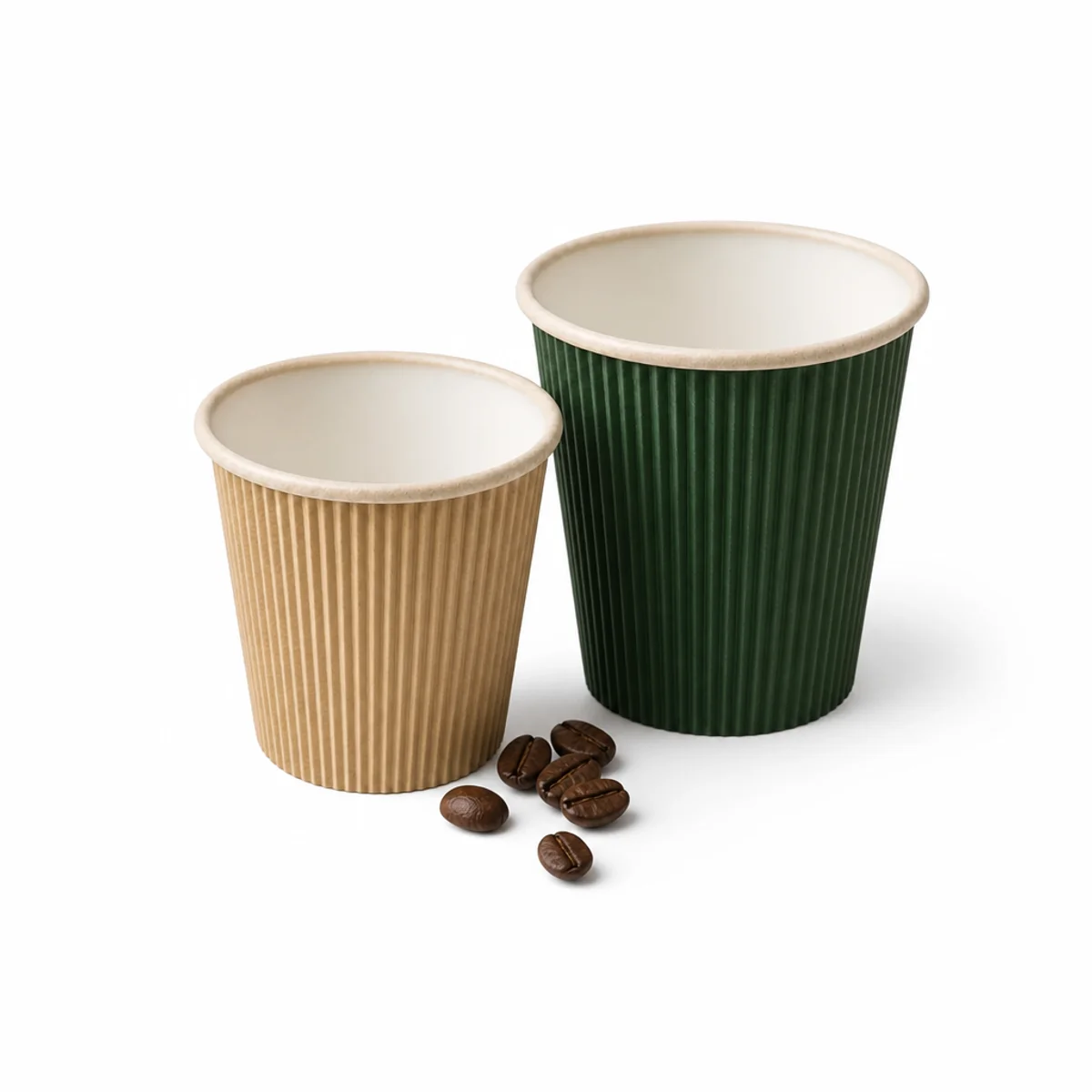 two ripple paper cups kraft and dark green weorex packing two ripple paper cups kraft and dark green