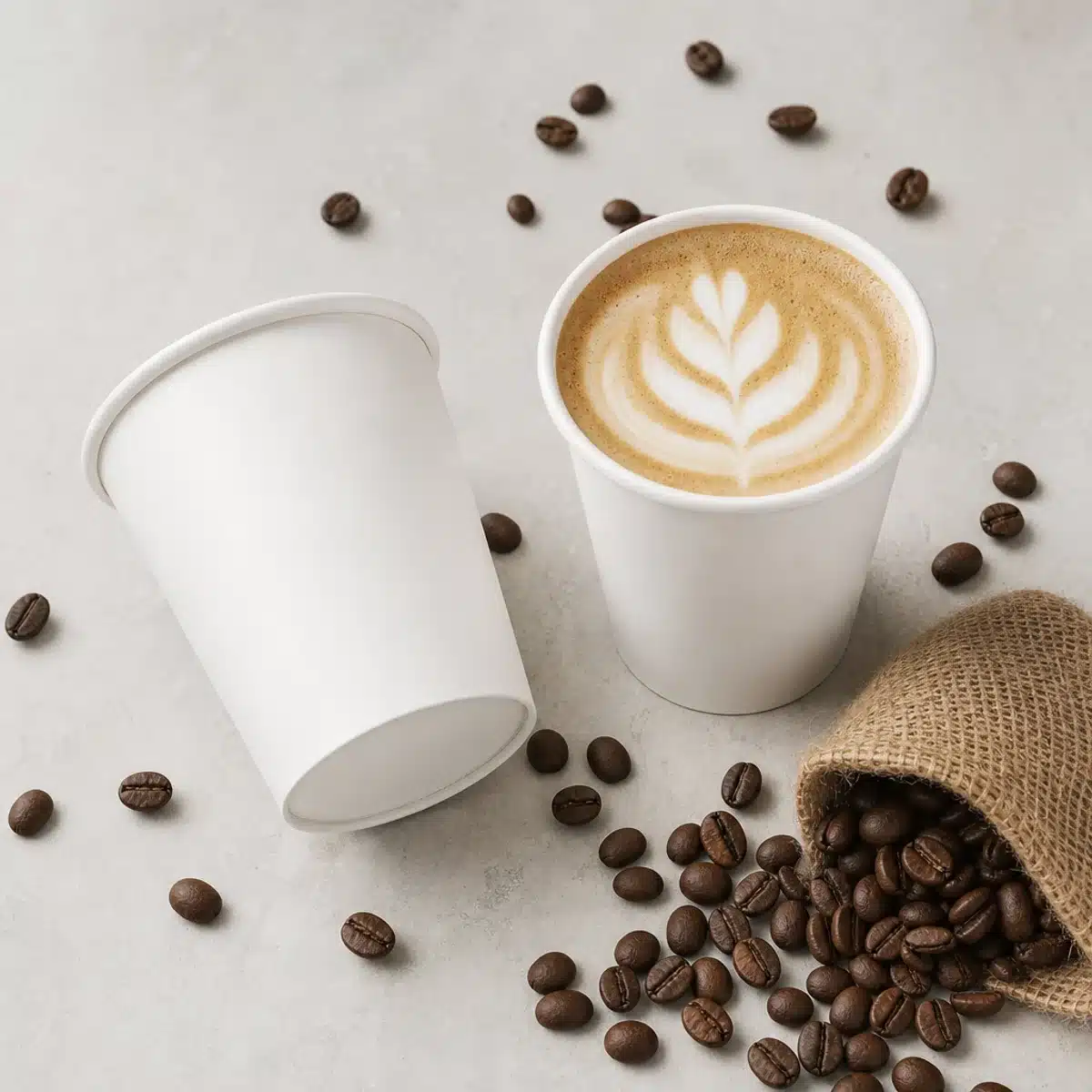 double wall coffee cups wholesale flat lay with coffee beans weorex packing double wall coffee cups wholesale flat lay with coffee beans