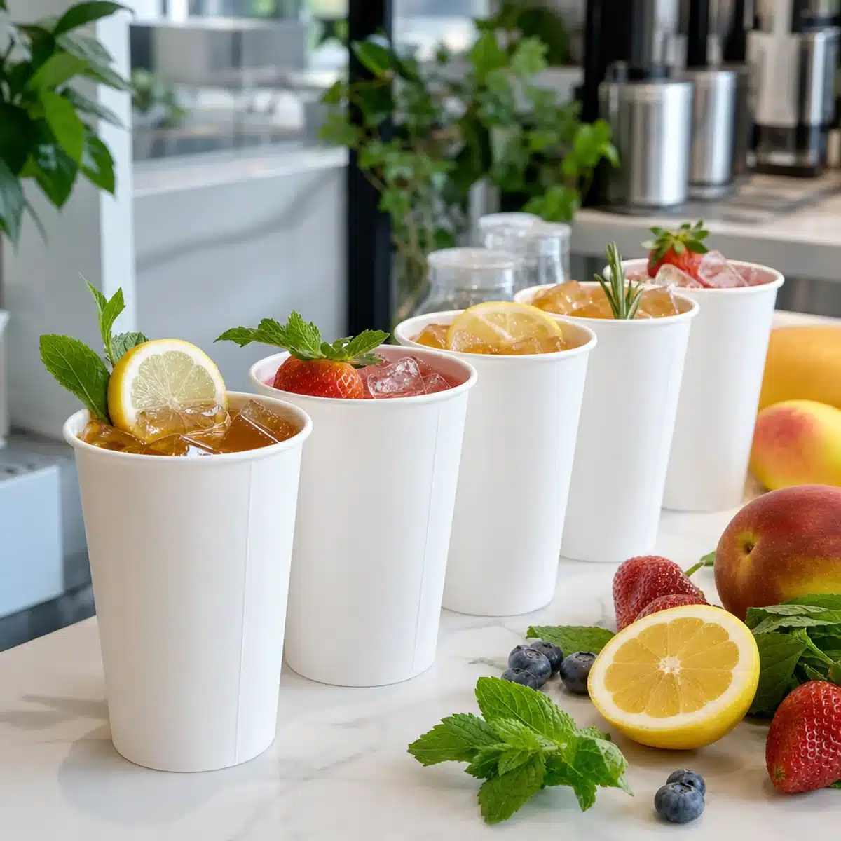 tall paper cups lined up on a tea bar counter weorex packing tall paper cups lined up on a tea bar counter
