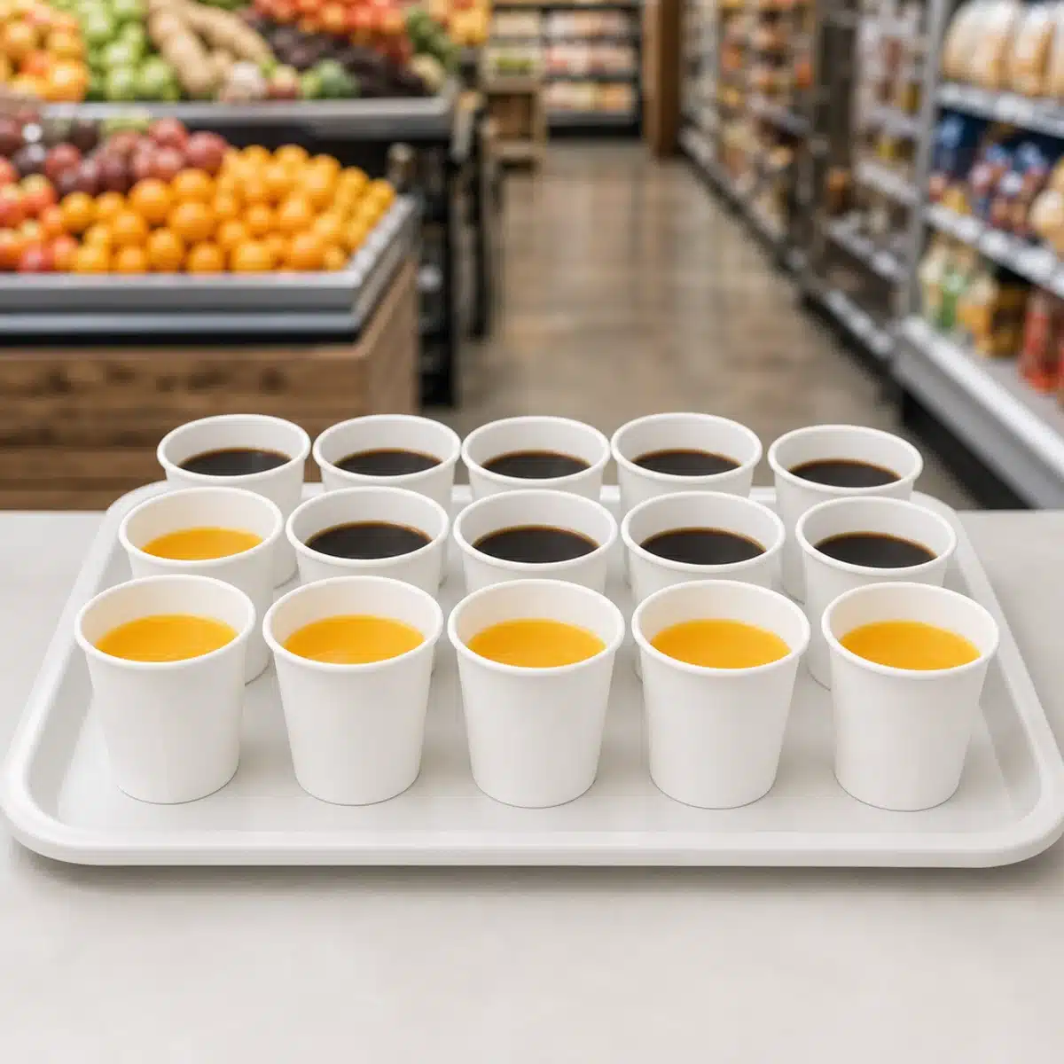 4 oz paper cups for product sampling in a supermarket weorex packing 4 oz paper cups for product sampling in a supermarket