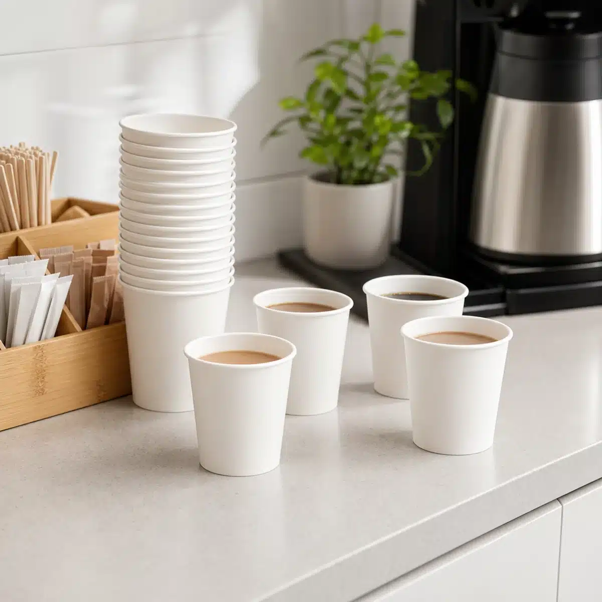 7 oz paper cups at an office pantry tea and coffee station weorex packing 7 oz paper cups at an office pantry tea and coffee station