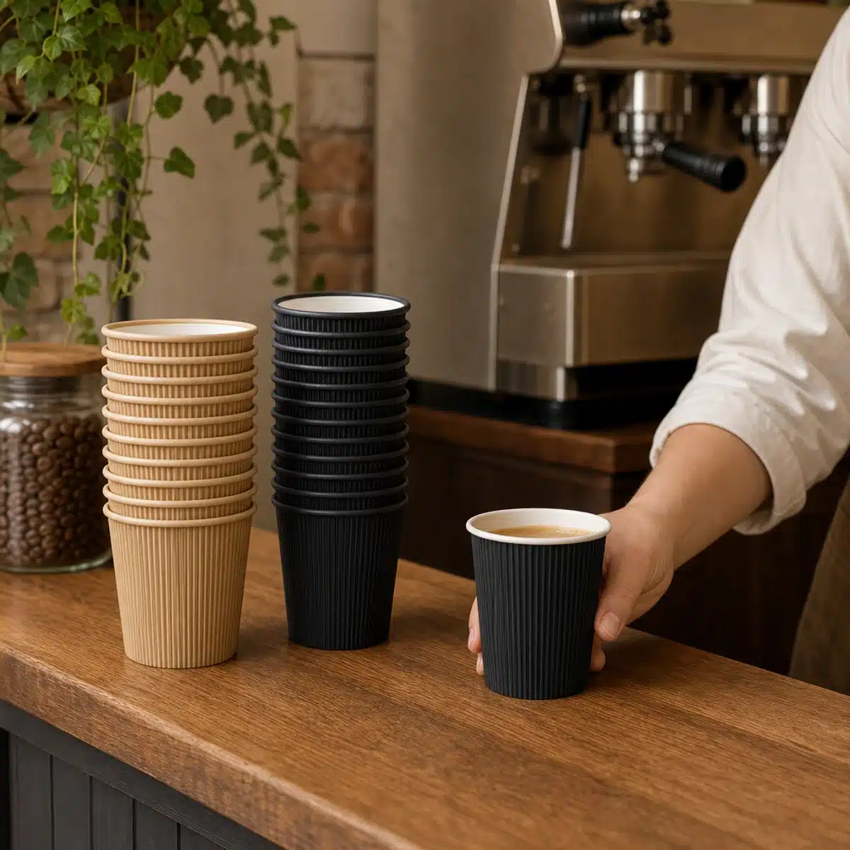ripple wall cups stacked on a premium cafe counter weorex packing ripple wall cups stacked on a premium cafe counter