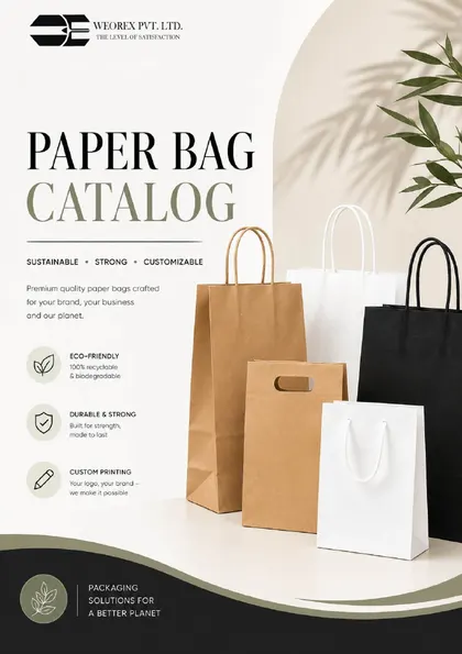 Paper bags catalogue cover – paper bag sizes for kraft, white and black bags