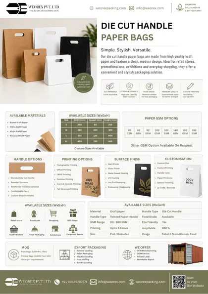 Die-cut handle paper bags – paper bags catalogue page